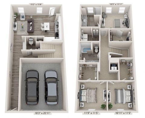 a floor plan of a 3 bedroom apartment